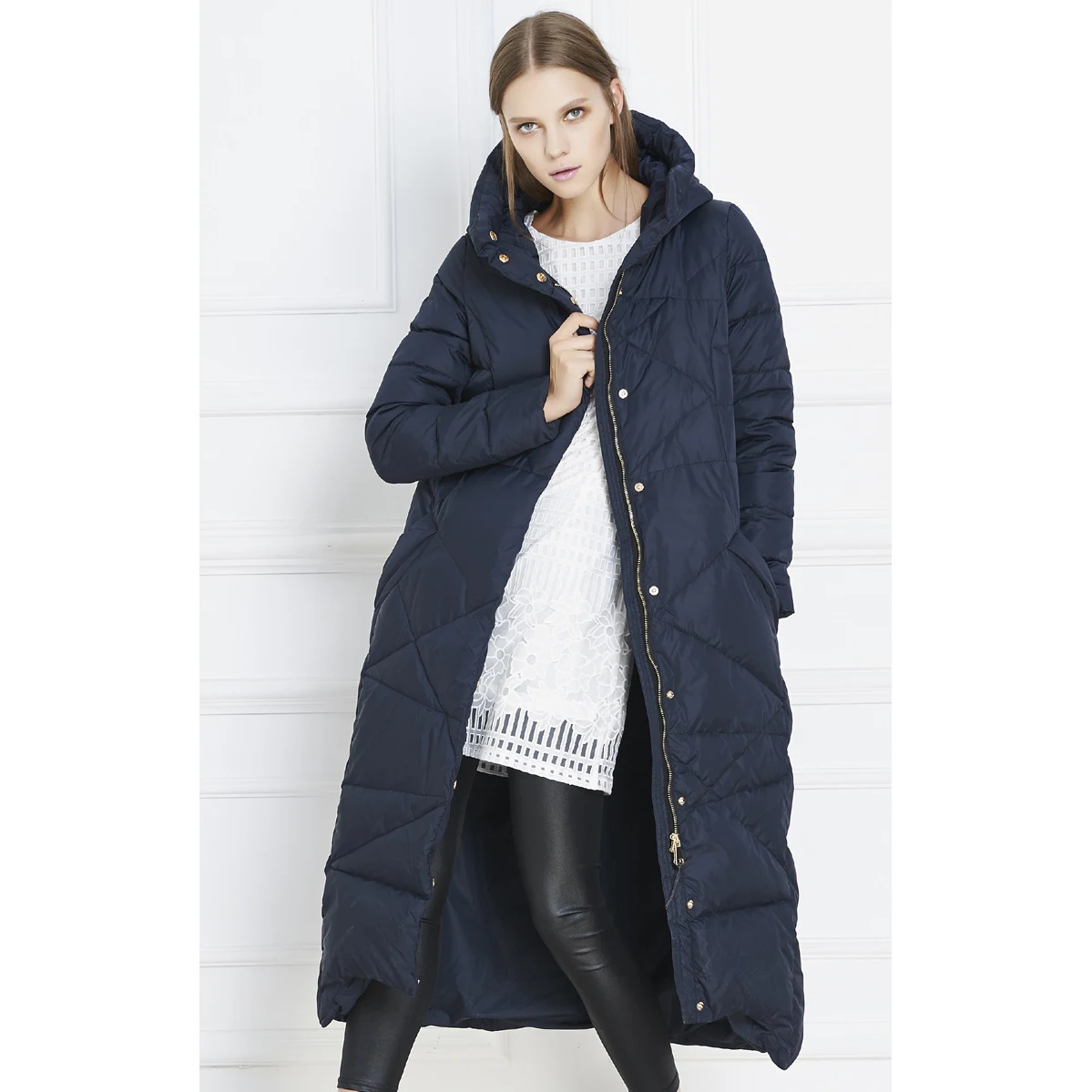 long hooded down coat womens