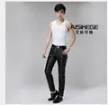 M-4xl 2021 Autumn And Winter New Men's Genuine Leather Pants Slim Black Cowhide Trousers Motorcycle Pants Singer Stage Costumes preview-2