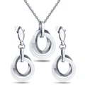 Top Selling Women Necklace& Earring Jewelry Set White Circle Ceramic and Round Stainlees Steel Jewelry Accessories