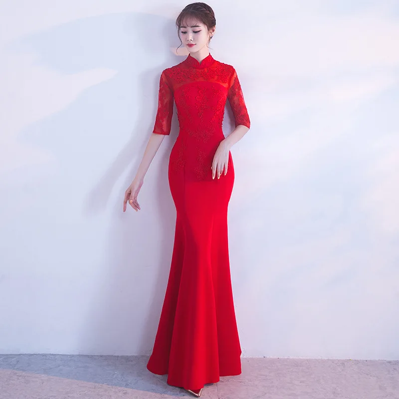 mandarin collar long dress