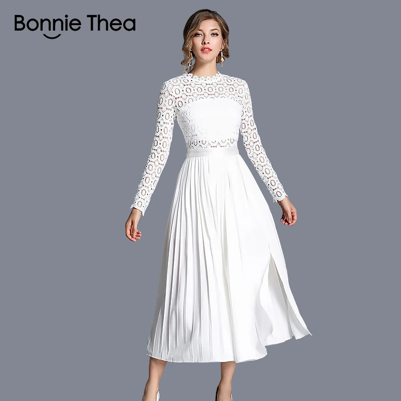 women white lace autumn dress female 