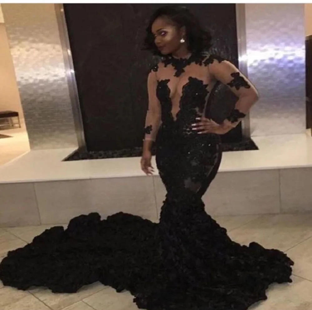 New African Black Mermaid Prom Dresses 
