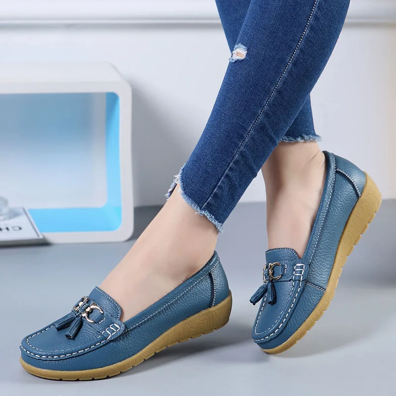 Blue leather shoes womens Clearance