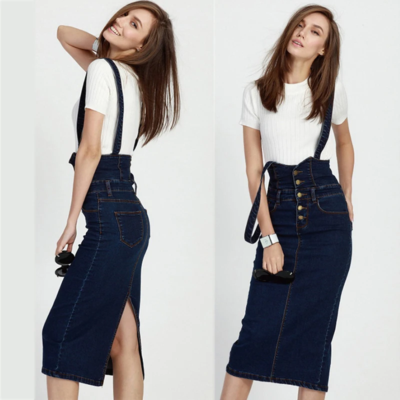 denim overall dress womens