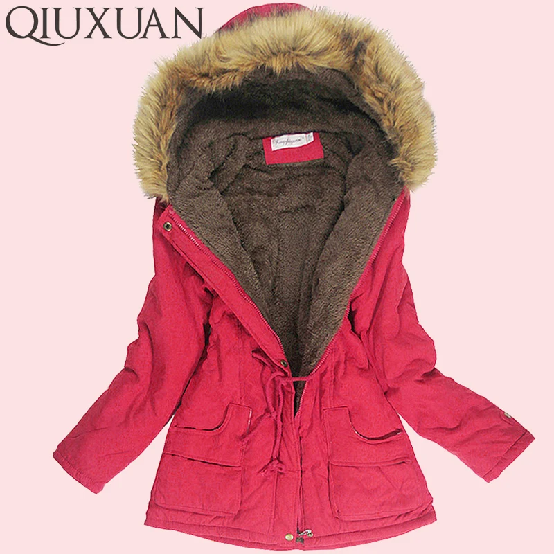Winter Jacket Women Faux Fur Collar 