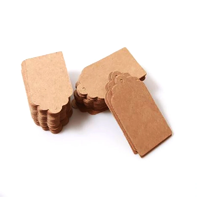 100pcs/lot Brown Kraft Paper Tags Round Luggage Note Blank Handmade Price  Label Cards Christmas Wedding