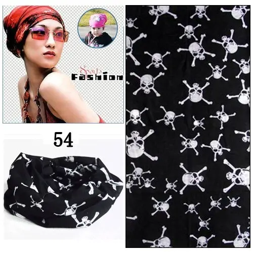100pcs/lot Wholesale Fashoin White Skull Black Elastic Microfiber Multifunctional Tubular Headwear (Mixed Design Available)