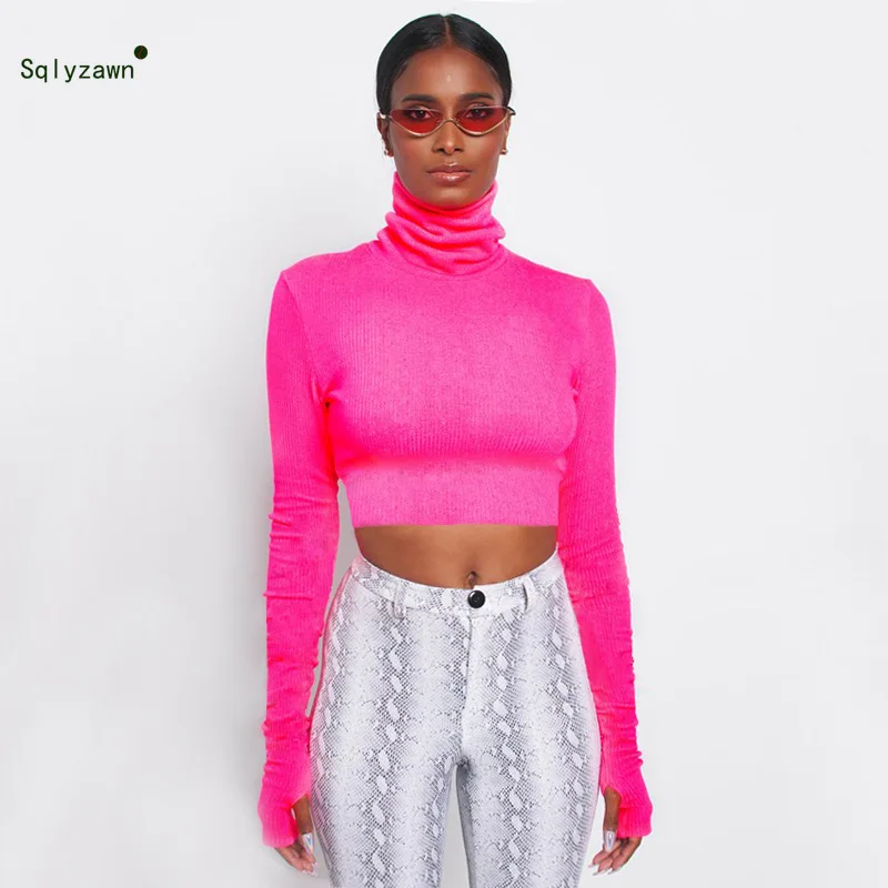 Spring Autumn Neon Turtleneck Long 
