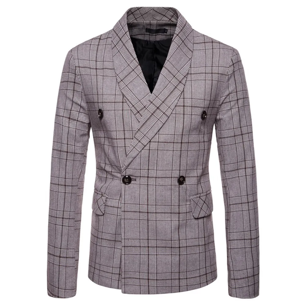 mens checked double breasted blazer