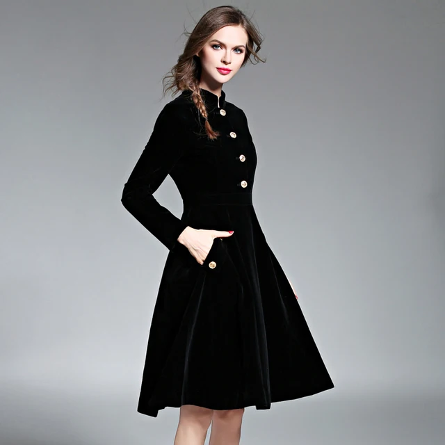 Elegant Black Velvet Dress Winter Dresses Women 2022 Vestido Vintage Long Sleeve Ladies Dresses Tunique Femme Dames Jurken 72990-animated-img