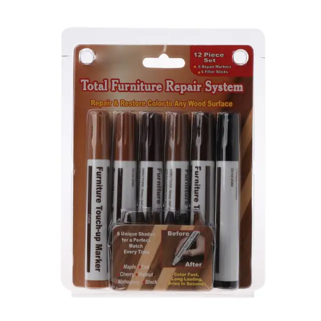 קנו אביזרים לרהיטים  Wood Repair System Kit Filler Sticks Touch Up Marker  Floor Furniture Scratch Fix Color-fast for long-lasting beauty Filler stick