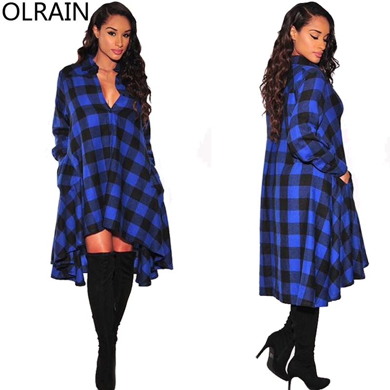Shirt Dress Casual Loose Blouse Tops