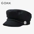קוק כובעי חורף לנשים כובע חורף כובע צמר נקבה כפתור כובע בייסבול כובע מגן שמש גוראס קסקט שחור סתיו עצם בוינה