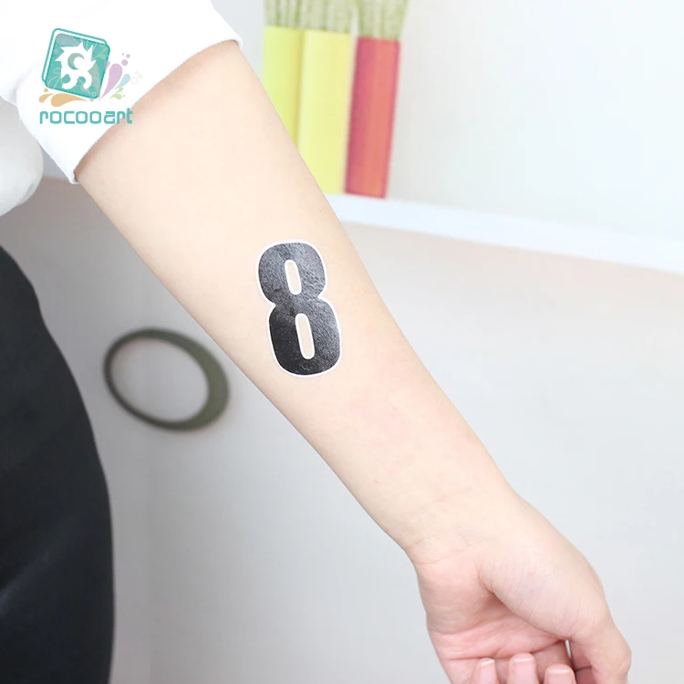 Agora Tatoyaz Rocooart Ce Black Numbers Tattoo Face Taty Sport Fans Fake Tattoo Gym Match Tatuagem Children Fun Temporary Tattoo Sticker