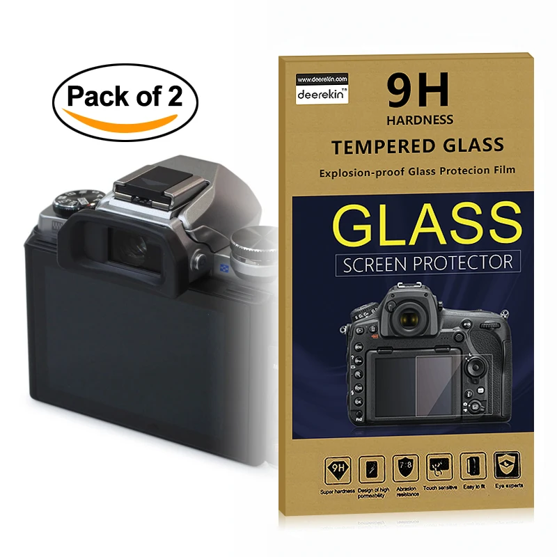 2x Self-Adhesive 0.25mm Glass LCD Screen Protector for Olympus OM-D E-M1 III / EM1 / E-M10 /  EM10 E-M10 IV II III /E-M5 Mark II-animated-img