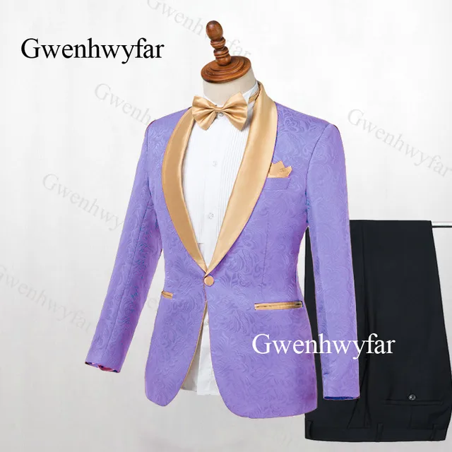 lavender and gold suit