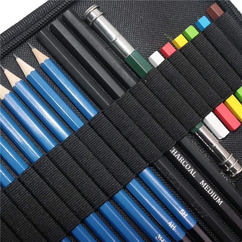 37/50/100pcs Professional Drawing Pencils Sketch Set Complete Artist Kit  Pencil Bag Case Includes Color Pencil Sharpener Eraser