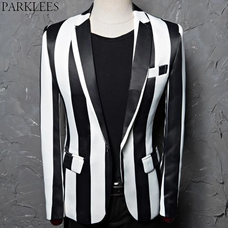 black blazer with white stripes