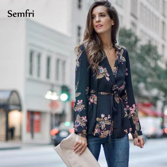 Semfri Blouse Women Black Kimono Shirt 