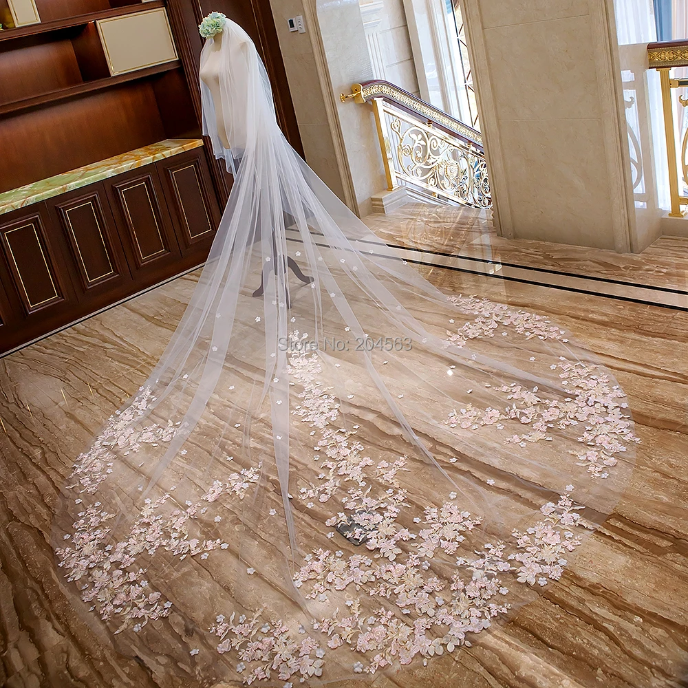 https://ae05.alicdn.com/kf/HTB18CMIXjvuK1Rjy0Faq6x2aVXa9/Stunning-Two-Layer-Luxury-Lace-Wedding-Veil-with-Pink-Flowers-4-Meters-Long-Bridal-Veils-with.jpg