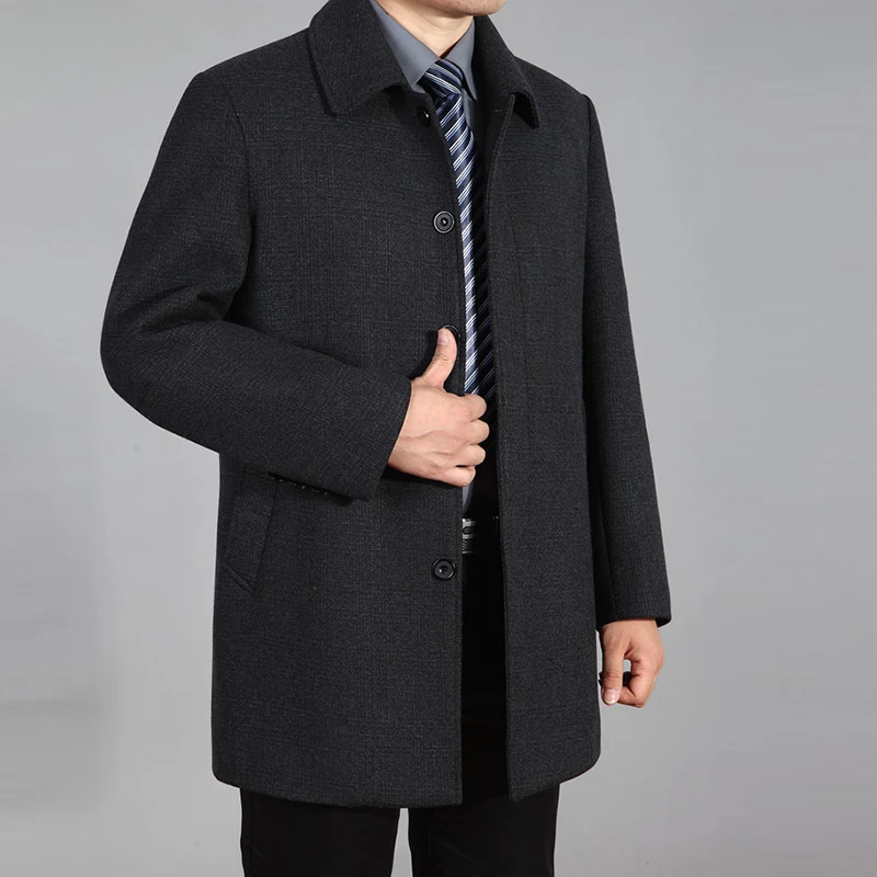 2022 New Men Peacoat Woolen Coat Winter 
