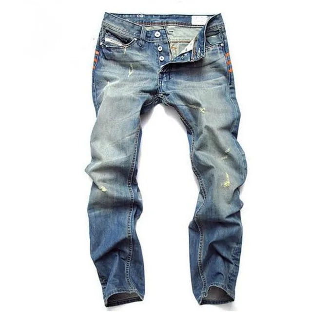 Light Blue Jeans Men Straight Denim 
