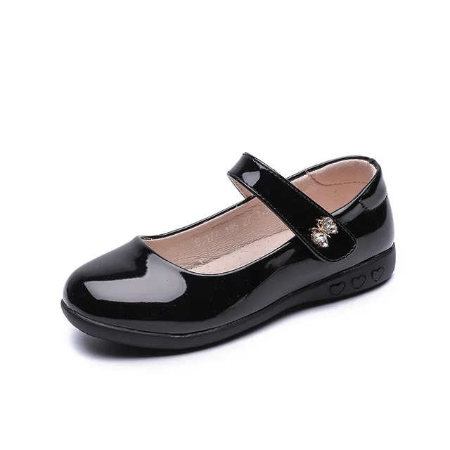 girls black leather shoes