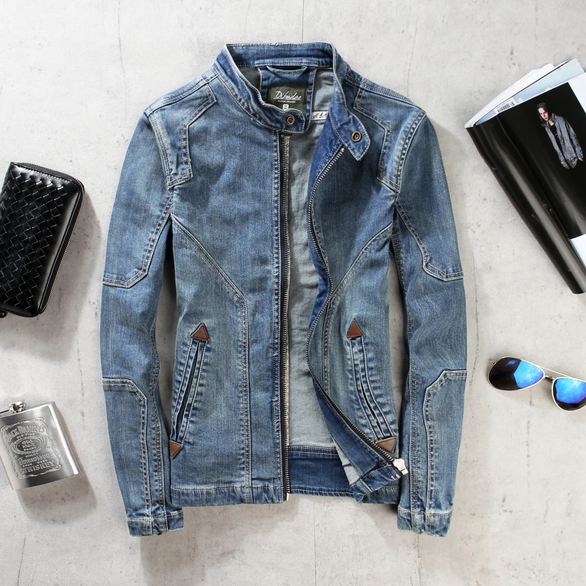 2020 new stitching denim jacket men's 