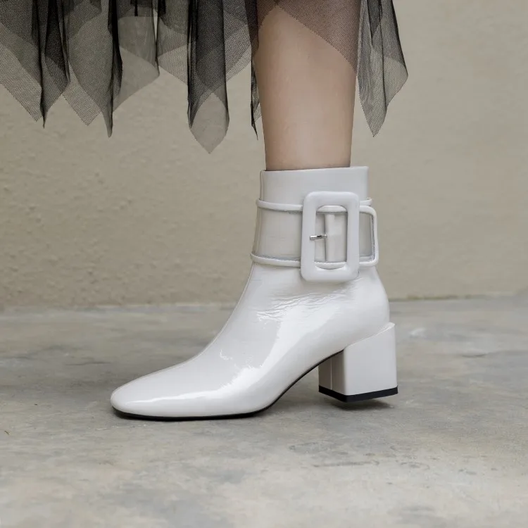 white booties buckle