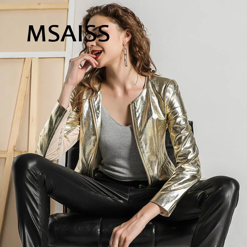 MSAISS European Fashion Gold Leather 