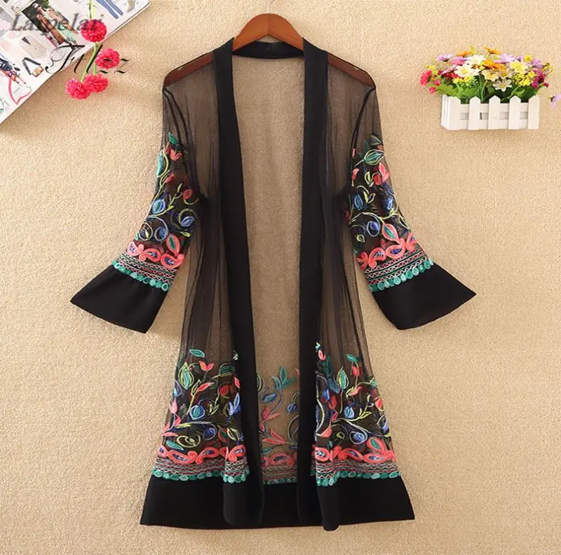 embroidered long jacket womens