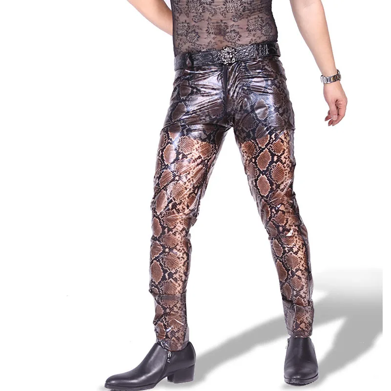 Snake print pants men Clearance