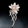 OneckOha Fashionable Opal Stone Flower Brooch Pin Women Garment Accessories Jewelry Brooch Rhinestone Pin preview-2