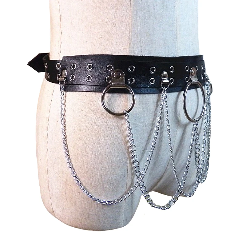 Fashion Punk Hip-hop Trendy leather Belts Waist Chain Male Pants