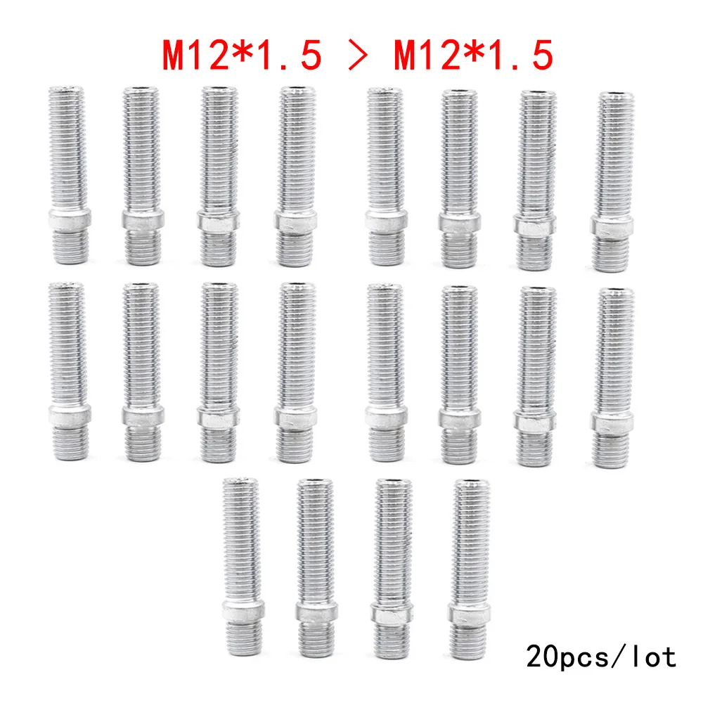 20PCS 12*1.5 TO 12*1.5 New Racing Car Wheel Stud Conversion Tall Lug Bolts To Studs 58MM TT101106-animated-img