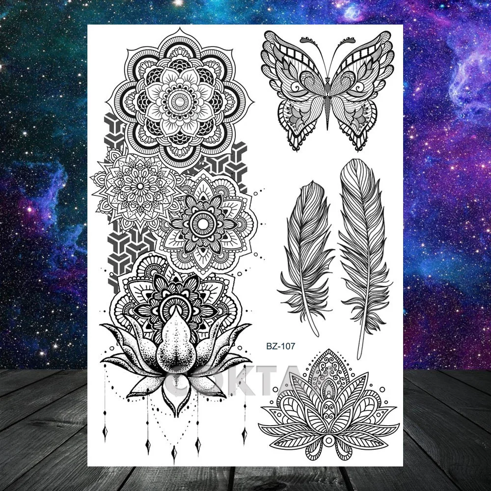 Agora Tatoyaz Large Black Henna Arm Tattoos Legs Bracelet India Mandala Flower Temporary Tattoo Mehndi Women Body Stickers Big Sexy Tattoo Art