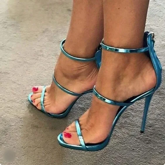 Sexy Blue Patent Leather High Heel 
