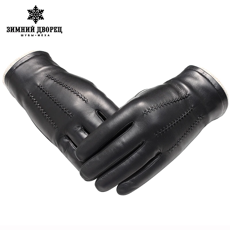 mens designer black leather gloves