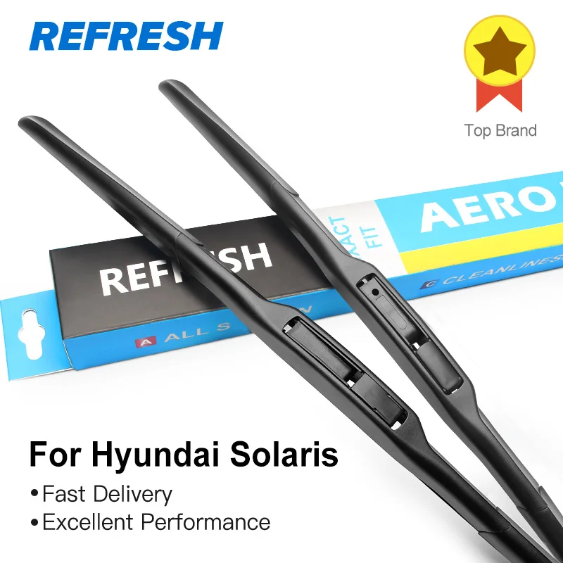 REFRESH Hybrid Windscreen Wiper Blades for Hyundai Solaris Fit Hook Arms 2010 2011 2012 2013 2014 2015 2016 2017 2018 2019-animated-img