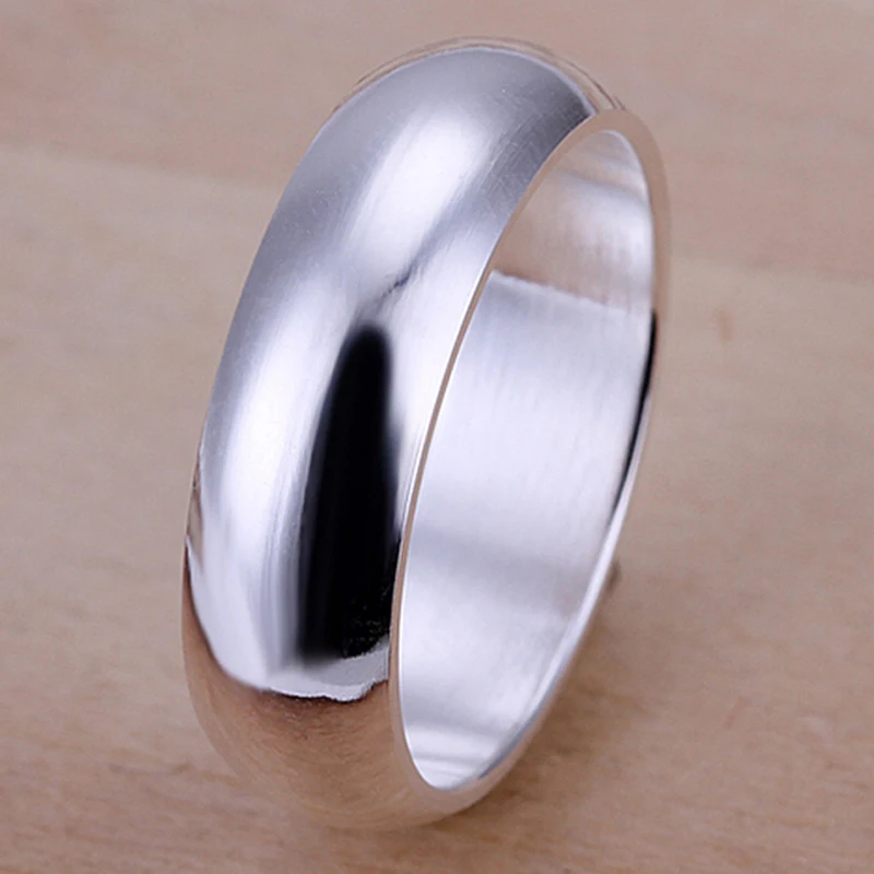 High Quality 925 Sterling Silver Rings Fashion Simple Round Circle Rings For Women Party Jewelry Size 5 6 7 8 9 10-animated-img