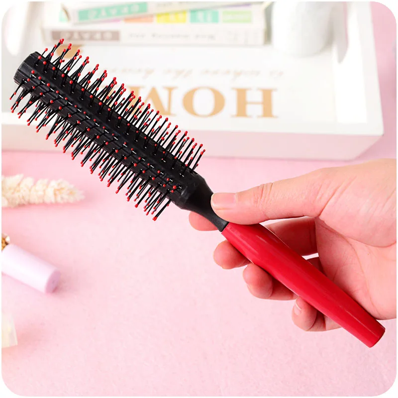 Pro 1pcs Antistatic DIY Curling Comb Hair Massage Salon Hair Care Straight Curved Curl Coat Pear Head Round Hair Brush Female-animated-img