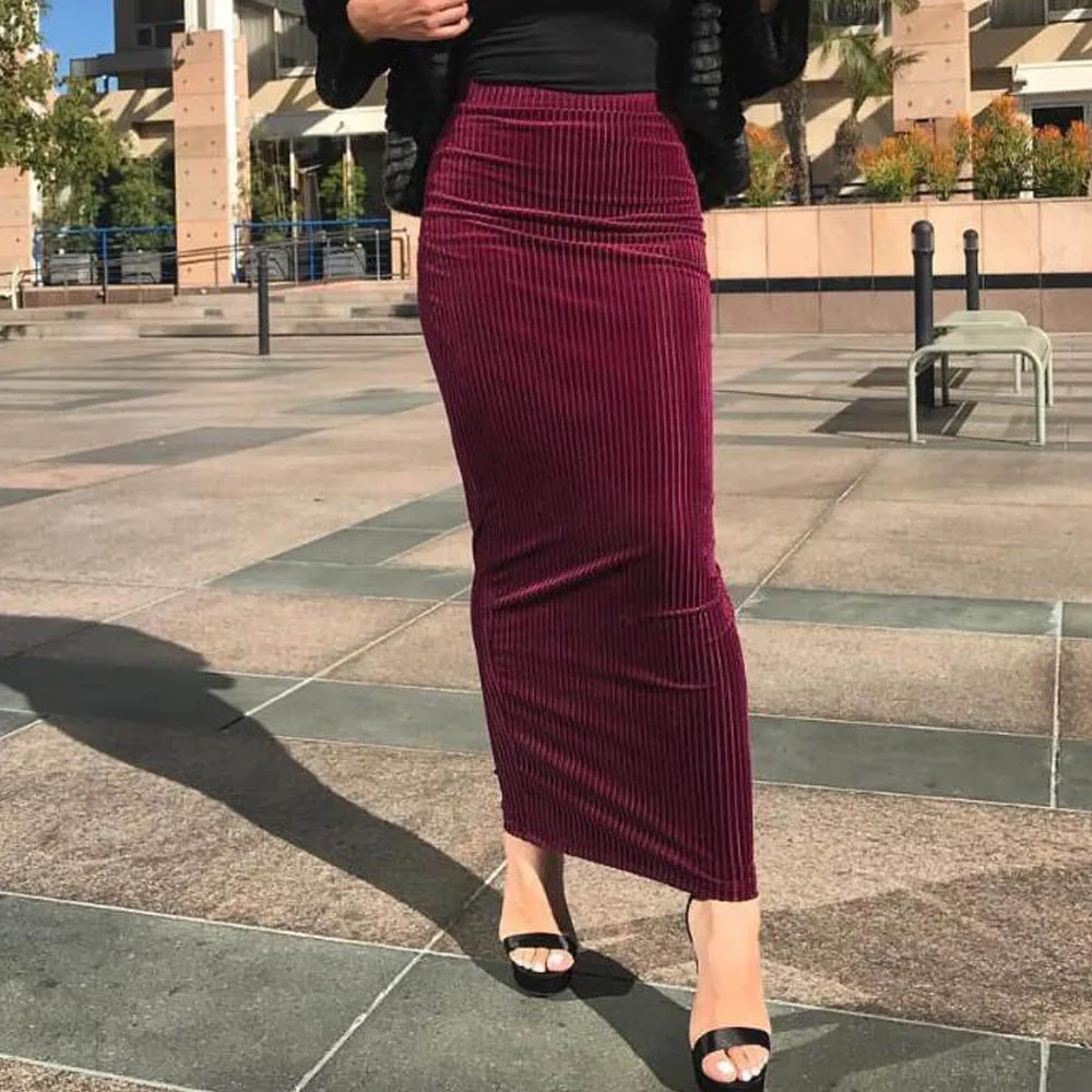 High Waist Long Pencil Skirts Jupe Femme