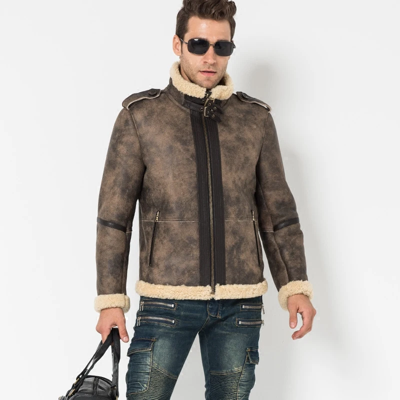B-3 Bomber Leather Jacket Fur Coat 