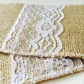 10PC Fashion Rustic Vintage Wedding Lace Tableware Pouch Fork Knife Holder Pocket Jute Burlap Wedding Party DIY Table Decoration preview-4