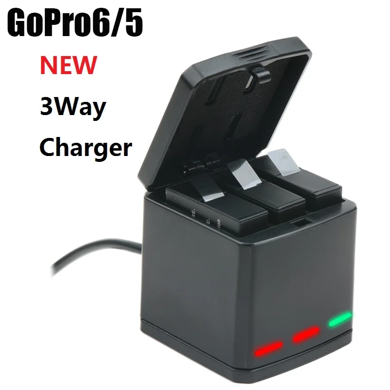 3-Way Battery Charger LED Charging Box Carry Case Battery Housing for GoPro Hero 8 7 6 5 Black Decoding Accessories Battery Case-animated-img