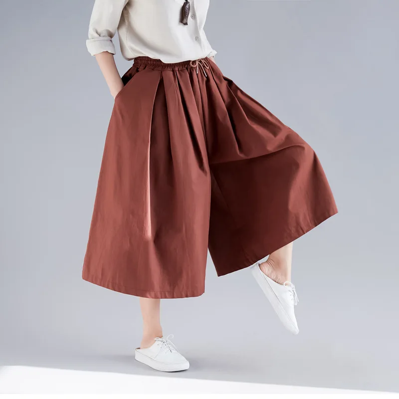 Cotton Linen Pants for Women Stacked Loose Vintage Solid Basic