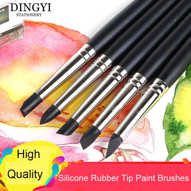 5pcs Rubber Silicon Tip Paint Brushes Clay Sculpture Shaping