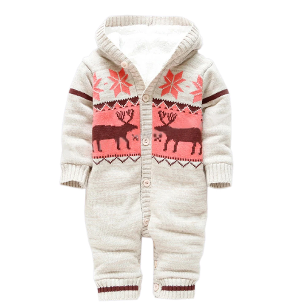 Baby Rompers Winter Thick Climbing Clothes Newborn Boys Girls Warm Romper Knitted Sweater Christmas Deer Hooded Outwear CL0491-animated-img