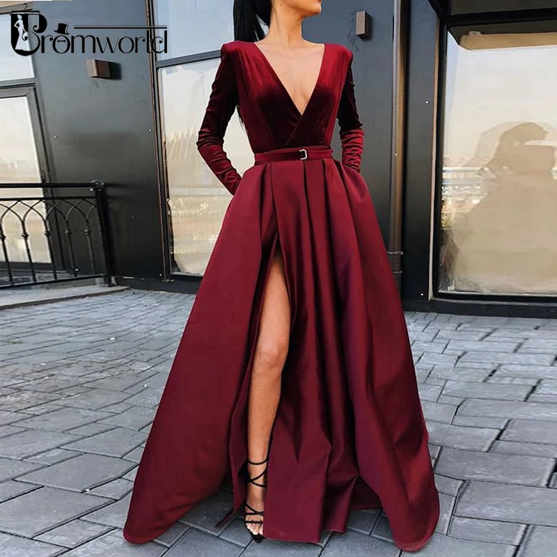 Burgundy Muslim Prom Dresses 2022 