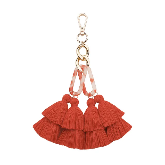 Fashion Simple Leather Tassel Keychain Women Bag Ornaments Key